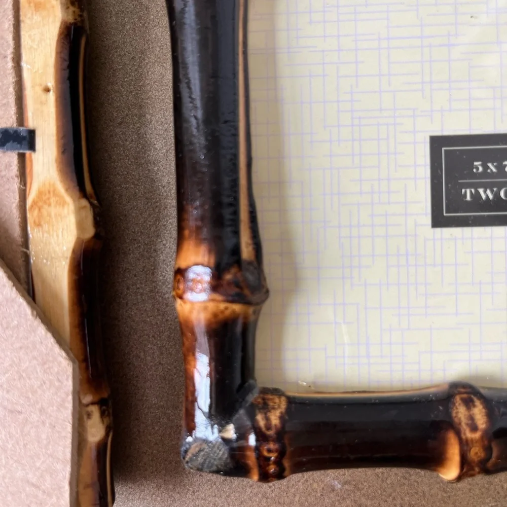 TWO’S COMPANY BROWN BAMBOO PICTURE FRAME SET | SET OF 2 - 4”x6” & 5”x7” | NEW - Picture 5 of 5